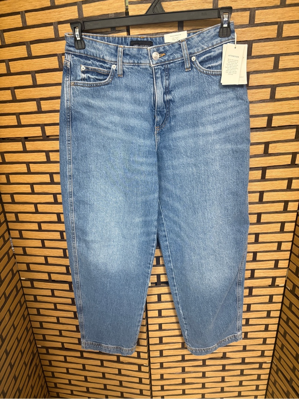 Free assembly barrel leg jeans size 2